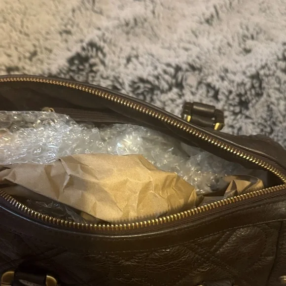 Metrocity Quilted Brown Leather Satchel - Picture 7 of 15